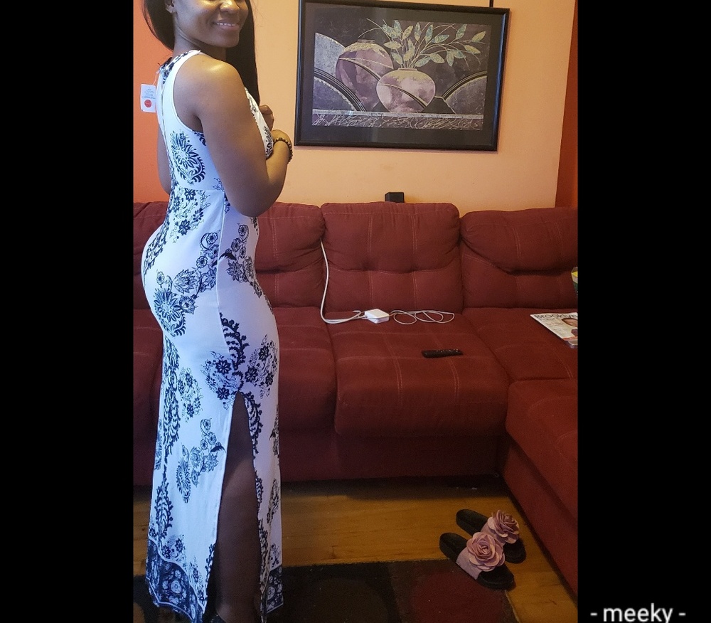 Blue and white maxi dress